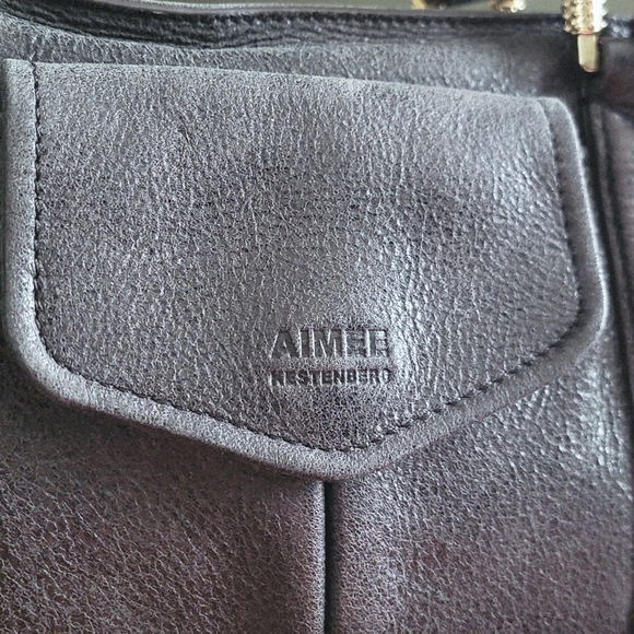 Aimee Kestenberg Heston Satchel Charcoal Gray Washed Nubuck Leather Bag - Picture 2 of 15